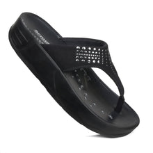Load image into Gallery viewer, Aerosoft - Women Black Dazzler S5704 platform sandals thong
