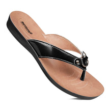 Load image into Gallery viewer, Aerosoft - Willow Black Women LS4831 cute flat thong sandals