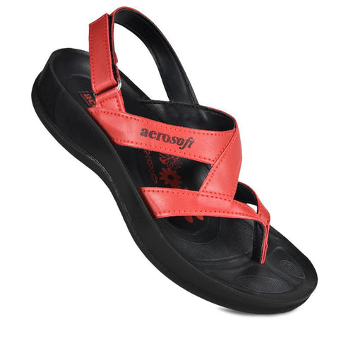 Aerosoft - Deke Women Red S5904 slingback sandals with arch support