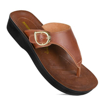 Load image into Gallery viewer, Aerosoft - Ornate Women Brown LA08C9 slippers thong flip flops
