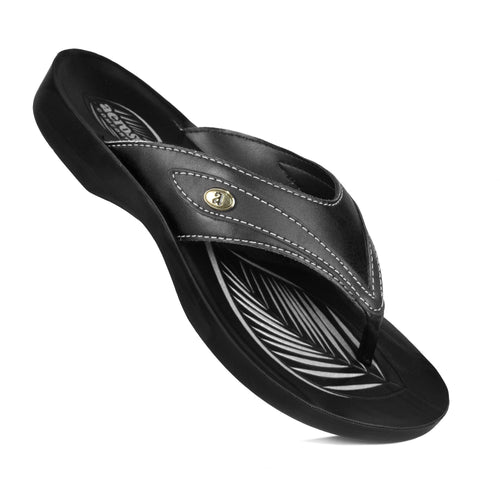 Aerosoft - Frondle S6102 Black ladies thong sandals