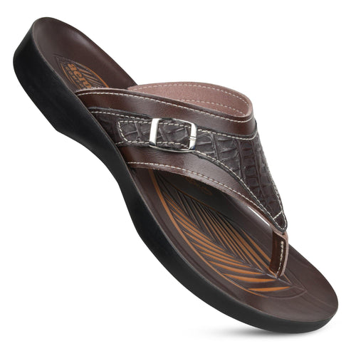 Aerosoft - Elmush S6103 Women Brown supportive thong sandals