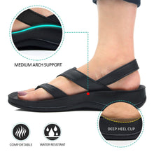 Load image into Gallery viewer, Aerosoft - Deke Women Black S5904 slingback sandals with arch support2