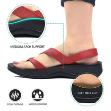 Load image into Gallery viewer, Aerosoft - Deke Women Red S5904 slingback sandals with arch support2