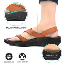 Load image into Gallery viewer, Aerosoft - Deke Women Tan S5904 slingback sandals with arch support2