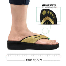 Load image into Gallery viewer, Aerosoft - Glitter A0825 Women Gold thong style sandals4