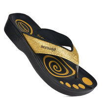 Load image into Gallery viewer, Aerosoft - Glitter A0825 Women Gold thong style sandals