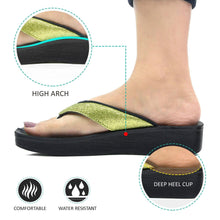 Load image into Gallery viewer, Aerosoft - Glitter A0825 Women Green thong style sandals2