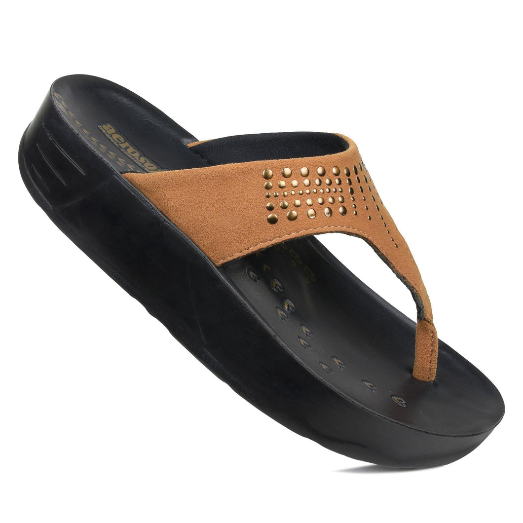 Aerosoft - Women Brown Dazzler S5704 platform sandals thong