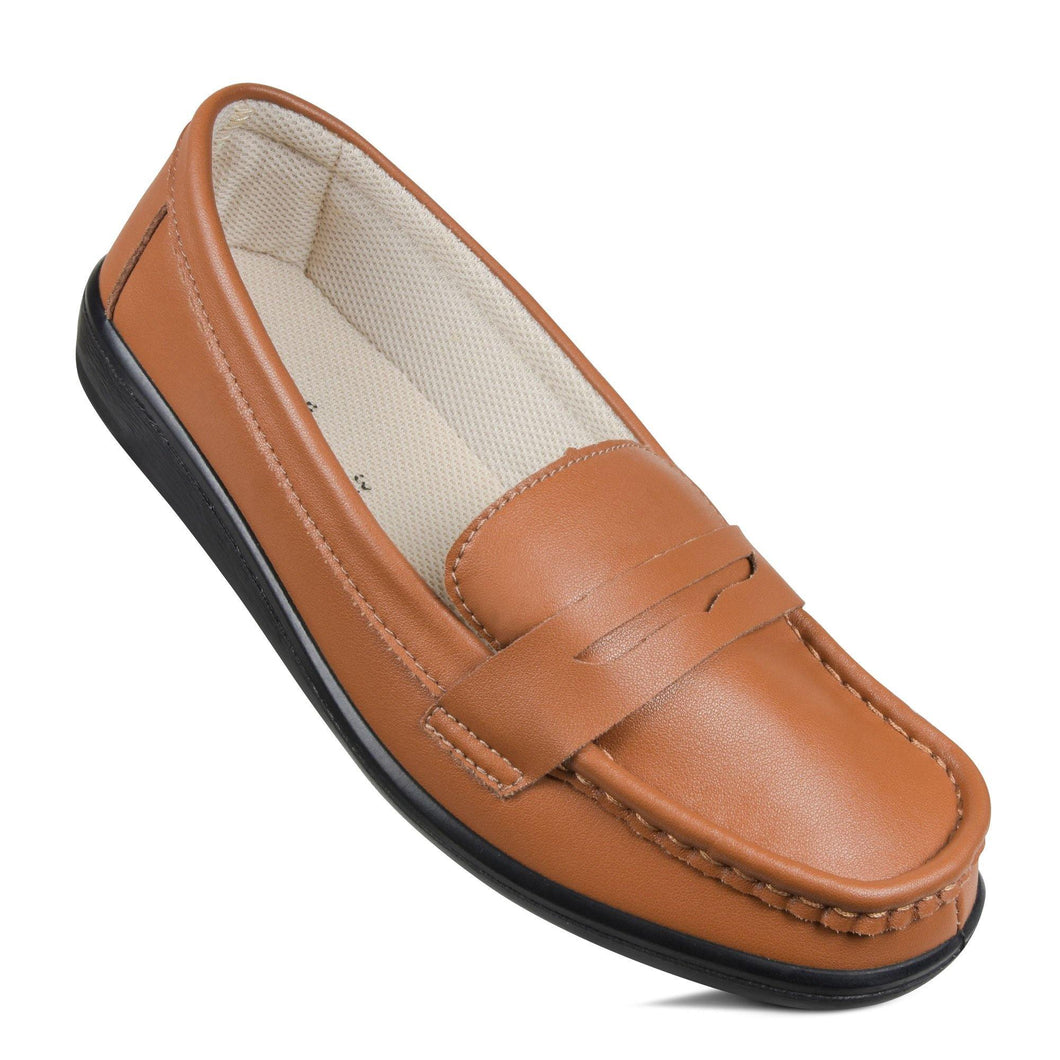 Aerosoft - Tan Walkish CL0813 slip on loafers women