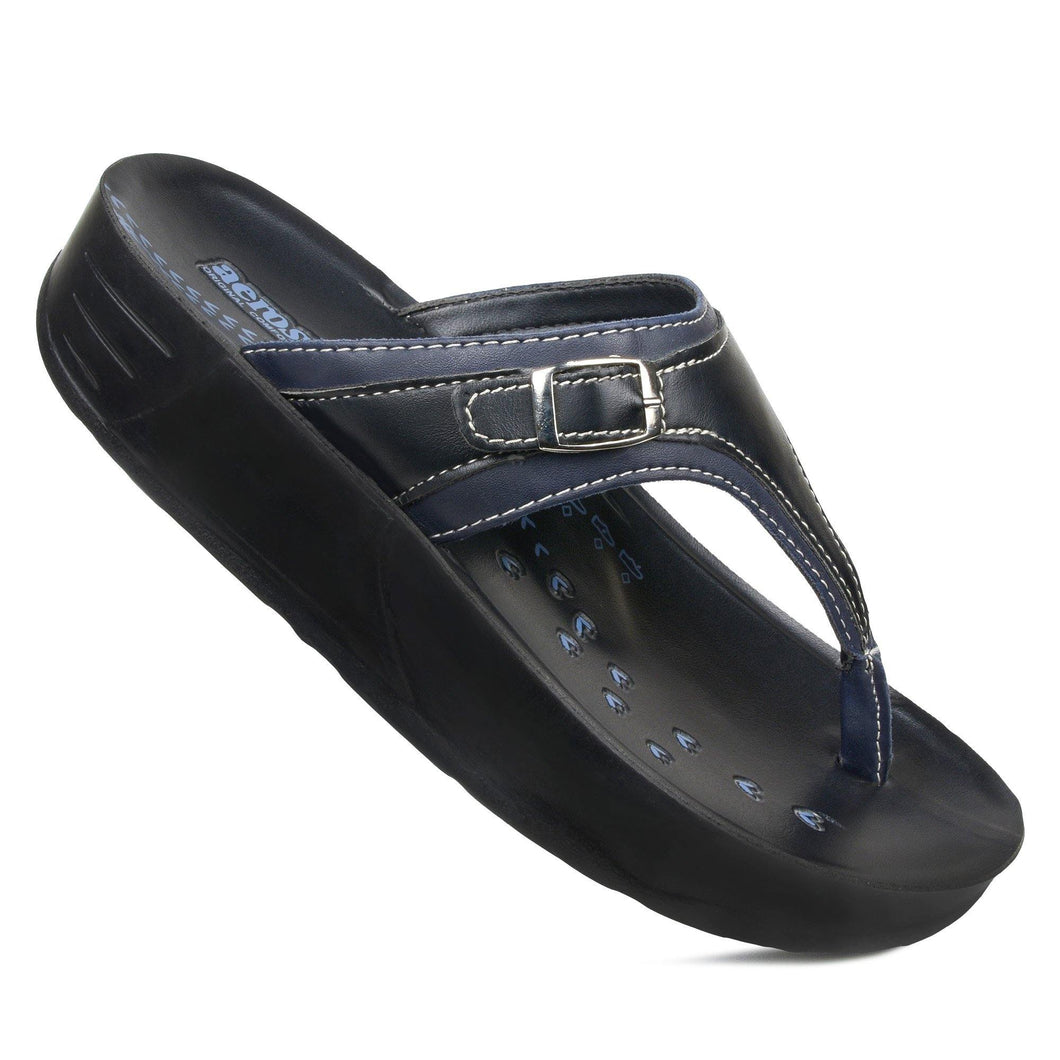 Aerosoft - Joana S5702 Navy Women thong sandals platform