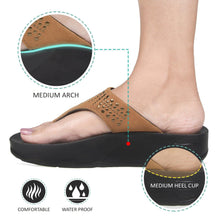 Load image into Gallery viewer, Aerosoft - Women Brown Dazzler S5704 platform sandals thong2
