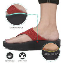 Load image into Gallery viewer, Aerosoft - Women Red Dazzler S5704 platform sandals thong2
