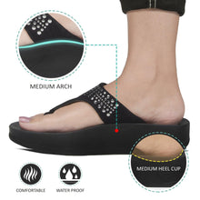 Load image into Gallery viewer, Aerosoft - Women Black Dazzler S5704 platform sandals thong2
