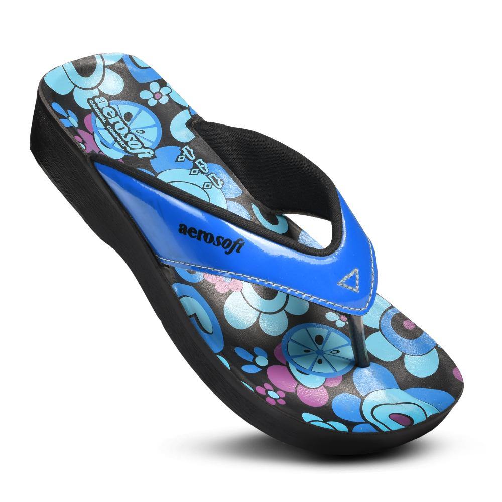 Aerosoft - Hibiscus Blue Women A0864 summer thong sandals