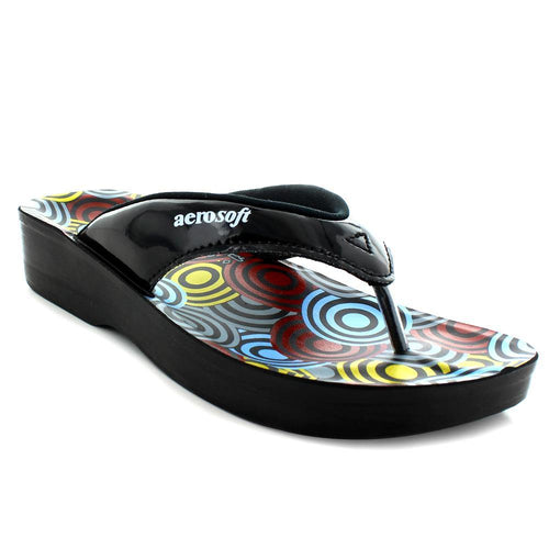 Aerosoft - Swirly Women Black A0876 supportive flip flops