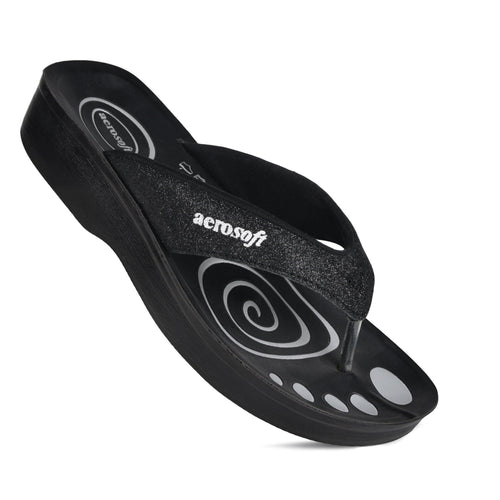 Aerosoft - Glitter A0825 Women Black thong style sandals