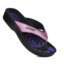 Load image into Gallery viewer, Aerosoft - Glitter A0825 Women Purple thong style sandals
