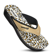 Load image into Gallery viewer, Aerosoft - A0846 Gold Women leopard thong sandals

