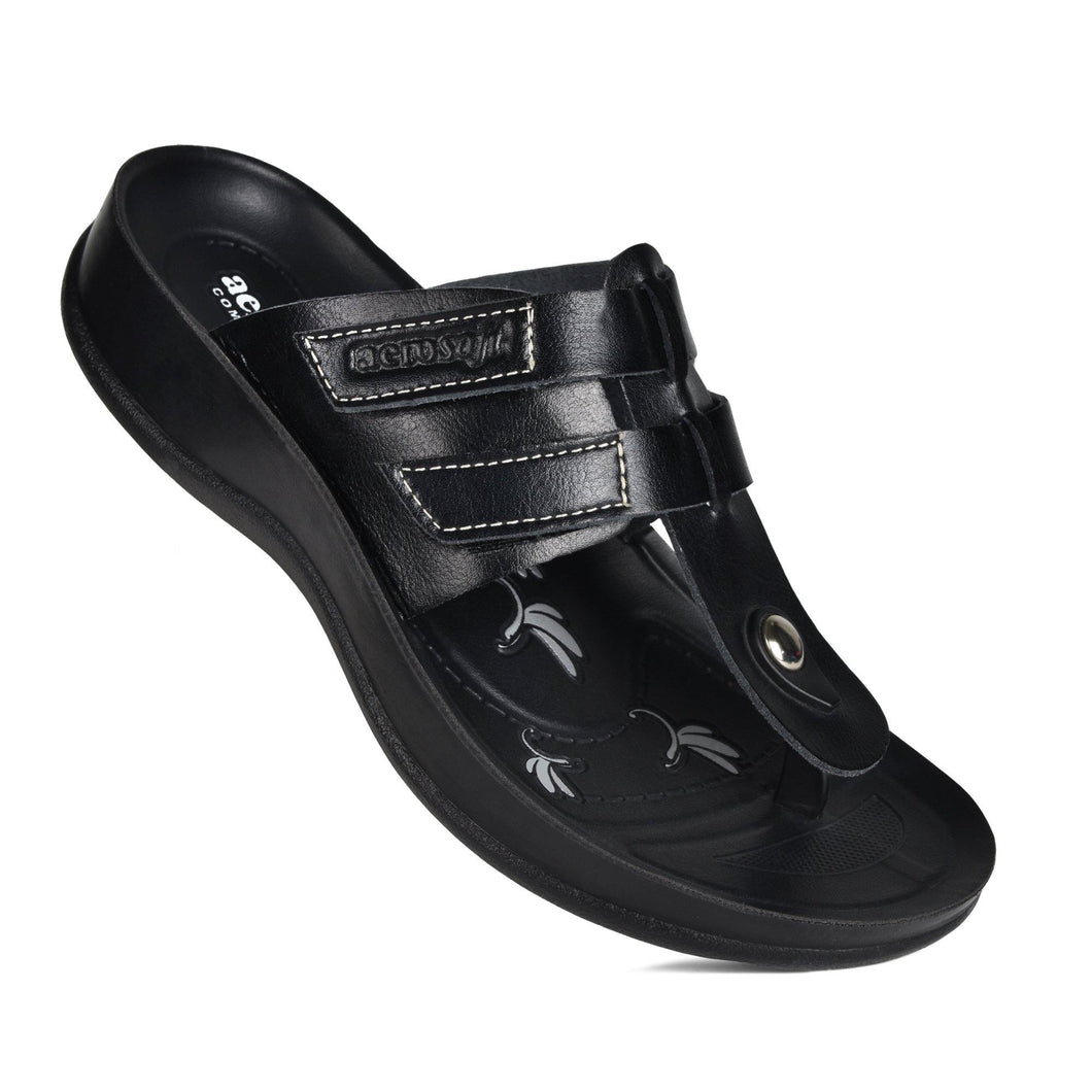 Aerosoft - Morphis Women Black S5908 t strap thong sandals