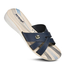 Load image into Gallery viewer, Aerosoft - Women Navy Gladiator C2011 arch support slides
