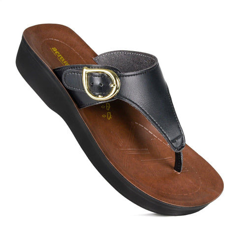 Aerosoft - Ornate Women Black LA08C9 slippers thong flip flops