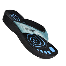 Load image into Gallery viewer, Aerosoft - Glitter A0825 Women Blue thong style sandals
