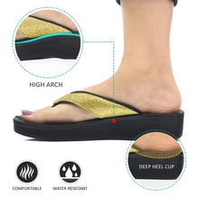 Load image into Gallery viewer, Aerosoft - Glitter A0825 Women Gold thong style sandals2

