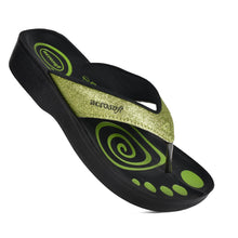 Load image into Gallery viewer, Aerosoft - Glitter A0825 Women Green thong style sandals

