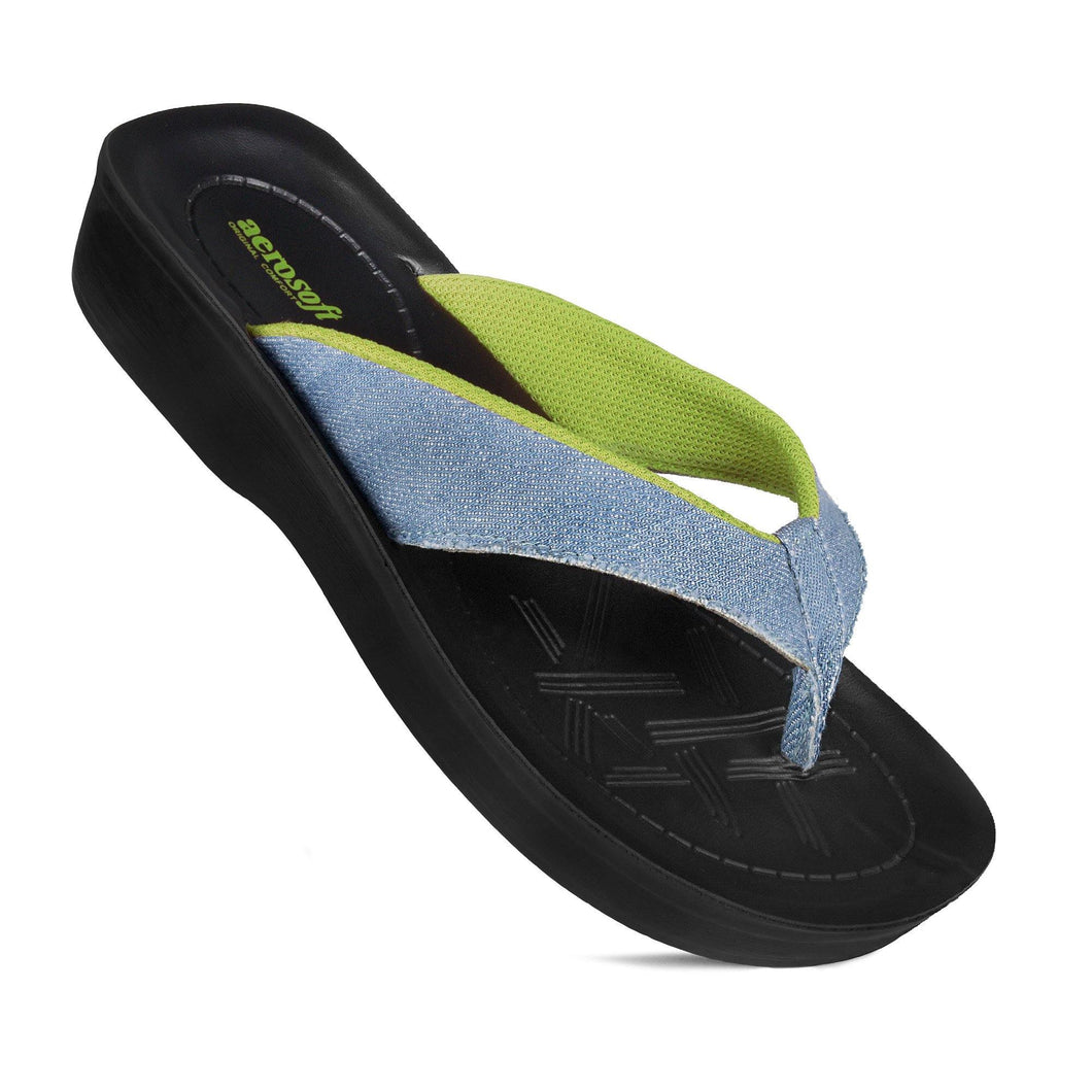 Aerosoft - Women Green Serge LA08C6 cute thong sandals